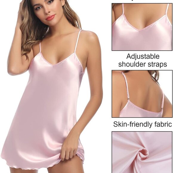 3 Pack Satin Nightgown Silk Mini Slips Sexy - Picture 3 of 5